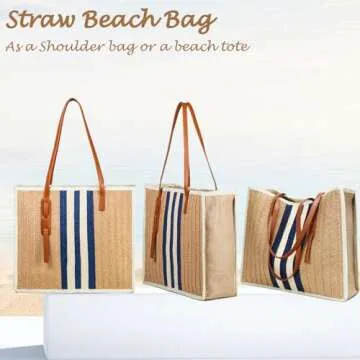 YIKOEE Large Straw Tote Bag: Summer Straw Handbags for Vacation