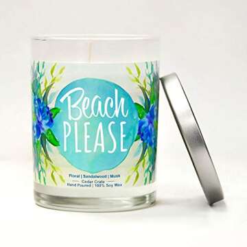 Beach Please, Beach Lover Gifts for Women, Beach Candle, Beach Gifts for Women Friends, Ocean Themed Candle,Beach House décor for Best Friends, Lovers of The Ocean, Sand, sea, Pool or Lake.