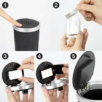 OUDEW 2 Packs Aromatherapy Car Trash Can, Car Trash Can Cup Holder,Mini Car Trash Bin, Aromatherapy Diffuser Press to Open Multipurpose Trash Can for Car, Home, Office, Kitchen, Bedroom, Black