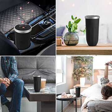 OUDEW 2 Packs Aromatherapy Car Trash Can, Car Trash Can Cup Holder,Mini Car Trash Bin, Aromatherapy Diffuser Press to Open Multipurpose Trash Can for Car, Home, Office, Kitchen, Bedroom, Black