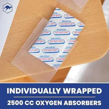 Wallaby 15 Count 5-Gallon Mylar Bags with 2500cc Oxygen Absorbers, 10 Mil Total Thicker Long-Term Food Storage Pouches, 20x30 Resealable Zipper Heat-Sealable Airtight Packaging - Silver