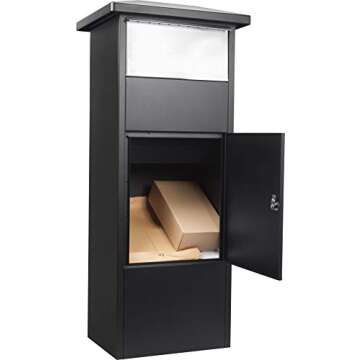 Winbest Steel Freestanding Floor Lockable Large Drop Slot Mail Box with Parcel Compartment, Black
