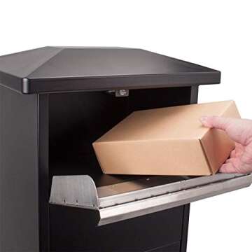 Winbest Steel Freestanding Floor Lockable Large Drop Slot Mail Box with Parcel Compartment, Black