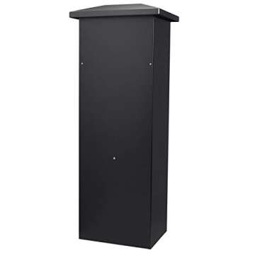 Winbest Steel Freestanding Floor Lockable Large Drop Slot Mail Box with Parcel Compartment, Black