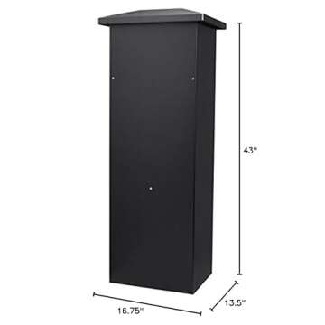 Winbest Steel Freestanding Floor Lockable Large Drop Slot Mail Box with Parcel Compartment, Black