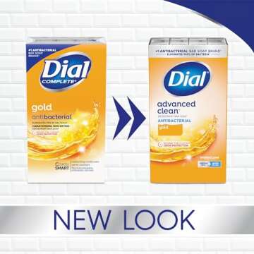 Dial Antibacterial Deodorant Bar Soap, Advanced Clean, Gold, 4 oz, 8 Bars