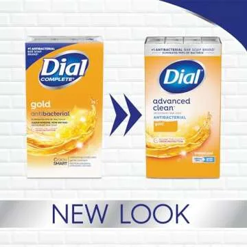 Dial Antibacterial Deodorant Bar Soap, Advanced Clean, Gold, 4 oz, 8 Bars