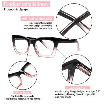 ZOECENT 6 Pack Oprah Style Reading Glasses for Women Blue Light Blocking Computer Square Readers with Spring Hinge