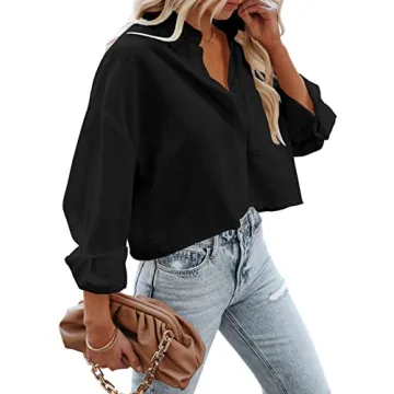 Stylish Tankaneo Womens Button Down Cropped Shirt