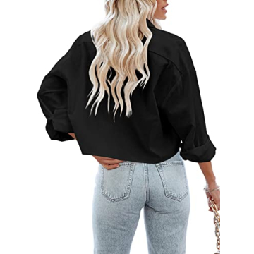 Stylish Tankaneo Womens Button Down Cropped Shirt