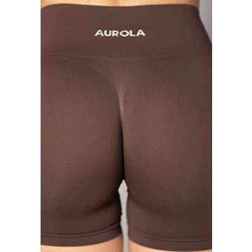AUROLA Dream Collection Women Workout Shorts High Waist Gym Shorts, Scrunch Butt Seamless Athletic Shorts,Java Coffee,M