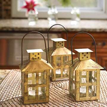 Kate Aspen Decorative Lanterns Candle Holder Set of 12 - Distressed Metal Vintage Mini Lantern Decor...