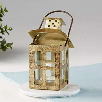 Kate Aspen Decorative Lanterns Candle Holder Set of 12 - Distressed Metal Vintage Mini Lantern Decorative Wedding Centerpieces for Tables, Accent Pieces & Home Decor, Farmhouse Decor, Fall Decor