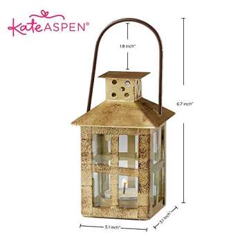 Kate Aspen Decorative Lanterns Candle Holder Set of 12 - Distressed Metal Vintage Mini Lantern Decorative Wedding Centerpieces for Tables, Accent Pieces & Home Decor, Farmhouse Decor, Fall Decor