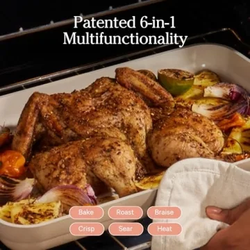 Our Place Bakeware Set | 5-Piece Nonstick, Toxin-Free, Ceramic, Stoneware Set with Oven Pan, Bakers, & Oven Mat | Space-Saving Nesting Design | Oven-Safe | Bake, Roast, Griddle and more | Steam