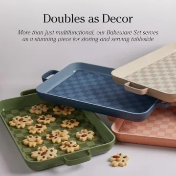 Our Place Bakeware Set | 5-Piece Nonstick, Toxin-Free, Ceramic, Stoneware Set with Oven Pan, Bakers, & Oven Mat | Space-Saving Nesting Design | Oven-Safe | Bake, Roast, Griddle and more | Steam