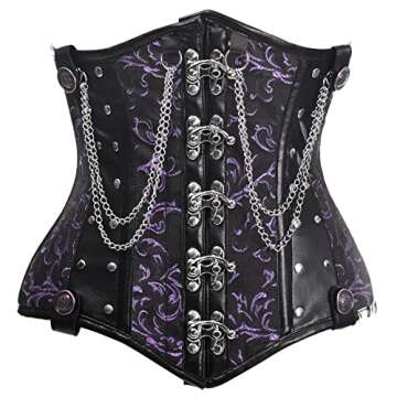 Top Drawer Black/Purple Steel Boned Corset for Stunning Style