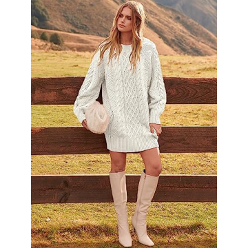 Trendy Oversized Cable Knit Sweater Dress for Women