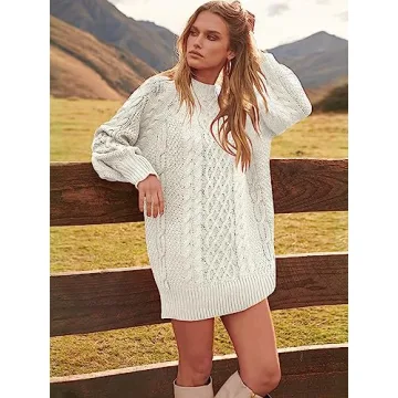 Trendy Oversized Cable Knit Sweater Dress for Women