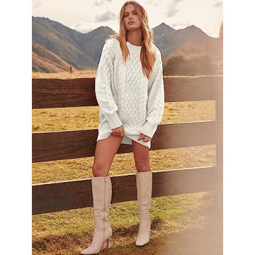 Trendy Oversized Cable Knit Sweater Dress for Women