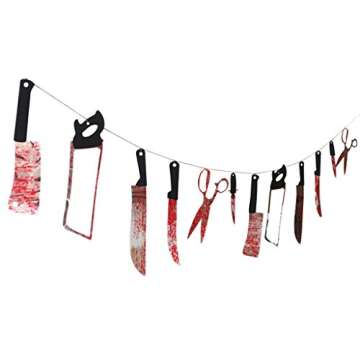 bluecookies Bloody Weapons Garland Props for Halloween Decorations, 2.4 m, 12 Piece