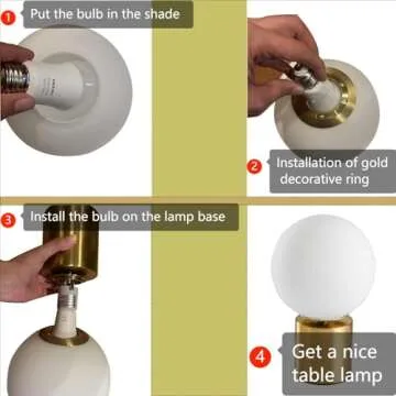 SOTTAE 11 Inch Modern Gold Globe Table Desk Lamp,Vintage Mid Century Round Table Lamp with White Glass Shade Metal Base for Bedroom Bedside Lamp Living Room End Table