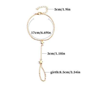 Obmyec Boho Hand Chain Gold Leaf Bracelets Slave Sideways Hand Chains Simple Daily Hand Jewelry Gift for Women