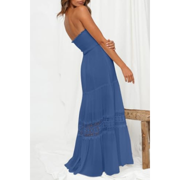 ZESICA Women's Bohemian Strapless Maxi Dress - Summer Chic