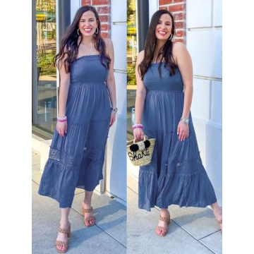 ZESICA Women's Bohemian Strapless Maxi Dress - Summer Chic