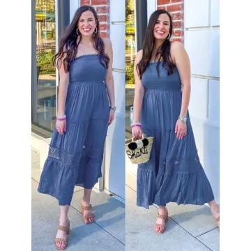 ZESICA Women's Bohemian Strapless Maxi Dress - Summer Chic