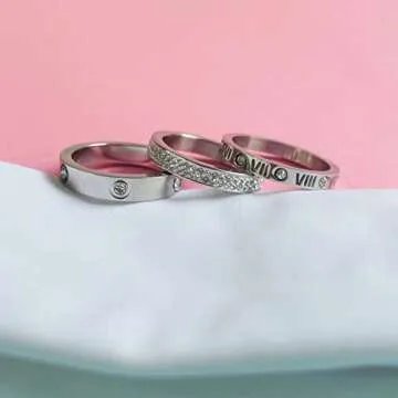 YIKOXI Stylish Love Friendship Ring Set for Women