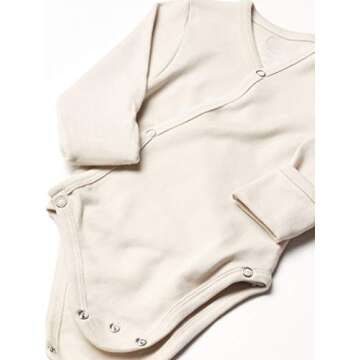 L'ovedbaby Unisex Baby 100% Organic Kimono Bodysuit (Stone, Preemie-NB)