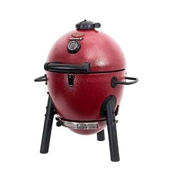 Char-Griller® AKORN® Jr. Portable Kamado Charcoal Grill and Smoker with Cast Iron Grates and Locking Lid with 155 Cooking Square Inches in Red, Model E06614