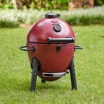 Char-Griller® AKORN® Jr. Portable Kamado Charcoal Grill and Smoker with Cast Iron Grates and Locking Lid with 155 Cooking Square Inches in Red, Model E06614
