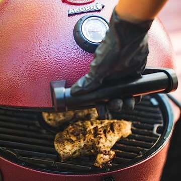 Char-Griller® AKORN® Jr. Portable Kamado Charcoal Grill and Smoker with Cast Iron Grates and Locking Lid with 155 Cooking Square Inches in Red, Model E06614