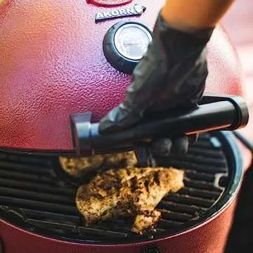 Char-Griller® AKORN® Jr. Portable Kamado Charcoal Grill and Smoker with Cast Iron Grates and Locking Lid with 155 Cooking Square Inches in Red, Model E06614