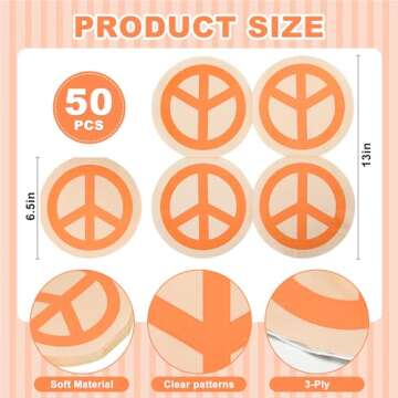 Groovy Cocktail Napkins Peace & Love Disposable Paper Napkins Decorative Retro Boho 3-Ply Napkins fo...