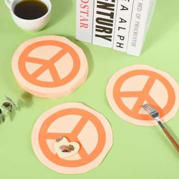 Groovy Cocktail Napkins Peace & Love Disposable Paper Napkins Decorative Retro Boho 3-Ply Napkins for Birthday Baby Bridal Shower Spring Party Supplies Decorations (50, Peace & Love)