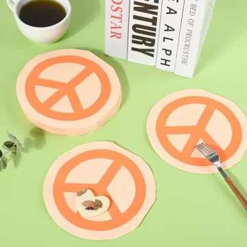 Groovy Cocktail Napkins Peace & Love Disposable Paper Napkins Decorative Retro Boho 3-Ply Napkins for Birthday Baby Bridal Shower Spring Party Supplies Decorations (50, Peace & Love)