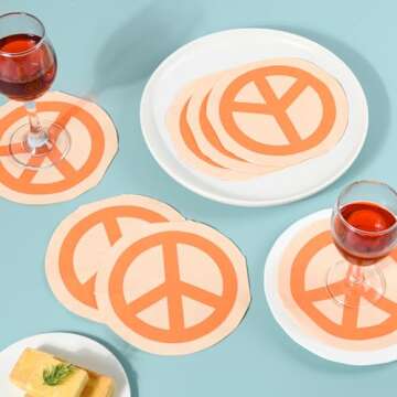 Groovy Cocktail Napkins Peace & Love Disposable Paper Napkins Decorative Retro Boho 3-Ply Napkins for Birthday Baby Bridal Shower Spring Party Supplies Decorations (50, Peace & Love)