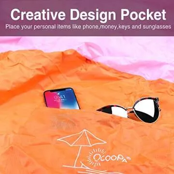 OCOOPA Beach Blanket Sandproof, Extra Large 10x9.2ft, Sand Free Waterproof, Durable Parachute Nylon, Hawaii Beach Collection, Vibrant Colors, Light Weight (XL(10x9ft)-Hot Pink/Fuchsia)