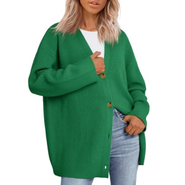 LILLUSORY Women Oversized Cardigan Sweater 2025 Fall Outfits Cloth Fashion V Neck Knit Button Front ...