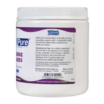 KALA HEALTH MSMPure Coarse MSM Powder Flakes – Organic Sulfur for Joint Flexibility, Skin Appearan...