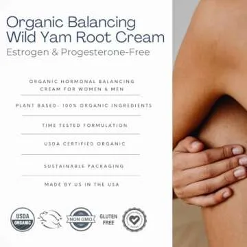 Indian Meadow Herbals Wild Yam Root Cream (2oz) - USDA Certified Organic Balancing Cream for PMS & Menopause Relief - Estrogen & Progesterone-Free. Handmade By US. Woman-owned & Operated Since 1994.