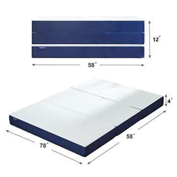 Molblly Folding 4" Memory Foam Tri-Fold Mattress