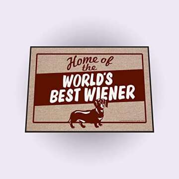 High Cotton World's Best Wiener Doormat - Humorous Indoor/Outdoor Welcome Mat