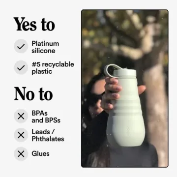 STOJO Collapsible Water Bottle - Sage Green, 20oz / 592ml - Leak-Proof Reusable Silicone Travel Cup for Hot & Cold Drinks - Microwave & Dishwasher Safe