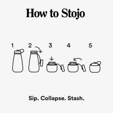 STOJO Collapsible Water Bottle - Sage Green, 20oz / 592ml - Leak-Proof Reusable Silicone Travel Cup for Hot & Cold Drinks - Microwave & Dishwasher Safe