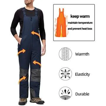 BenBoy Men's Waterproof Insulated Snow Bibs for Winter Adventure