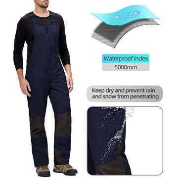 BenBoy Men's Waterproof Insulated Snow Bibs for Winter Adventure